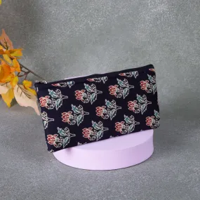 Cotton Purse Black with Red Flower Design.