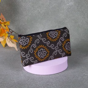 Cotton Purse Dark Green With White Bandhani Design.