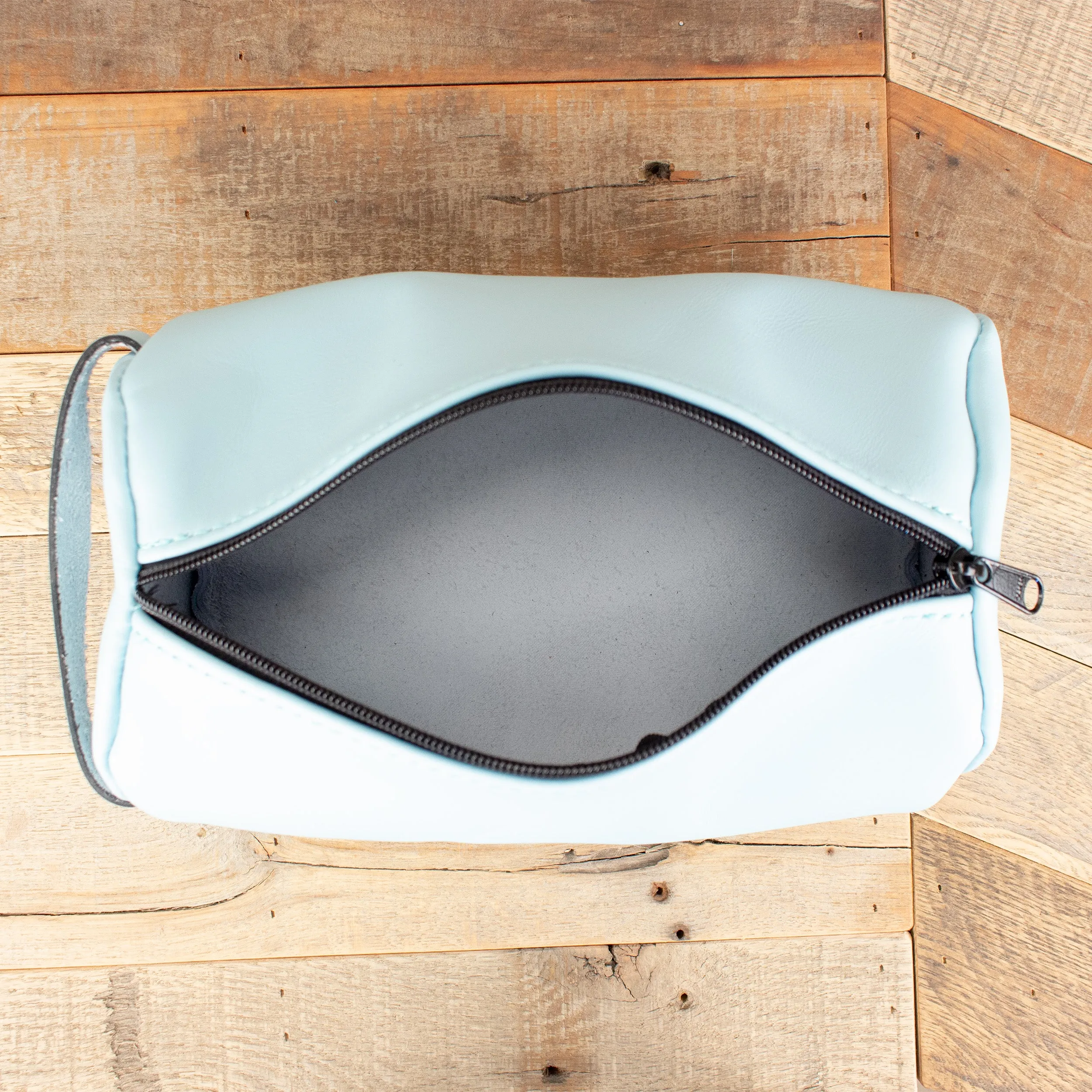 Cowhide Baby Blue Toiletry Bag