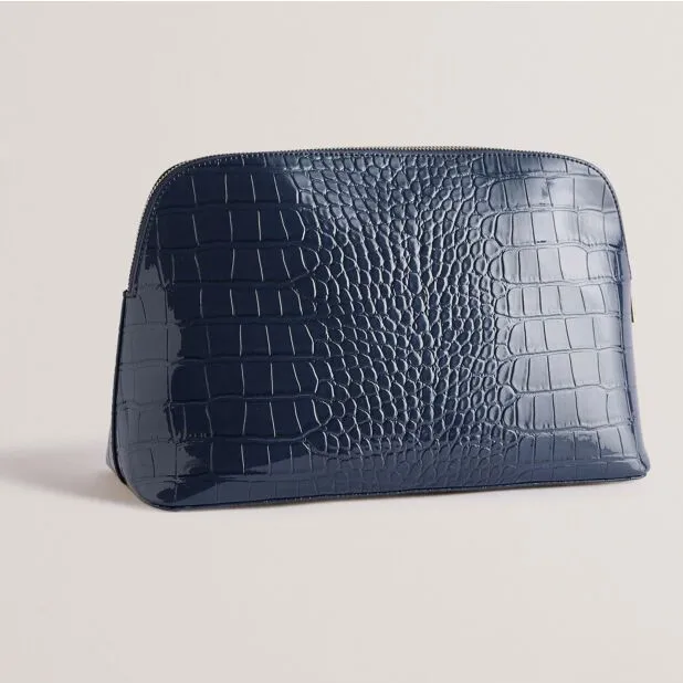 Crocana Croc Detail Debossed Washbag Dk-Blue