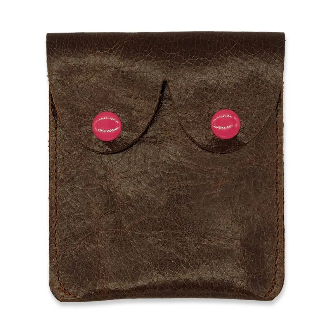 Dark Brown Leather Boobs Pouches: Fun Feminist Coin Purses: Dark Brown