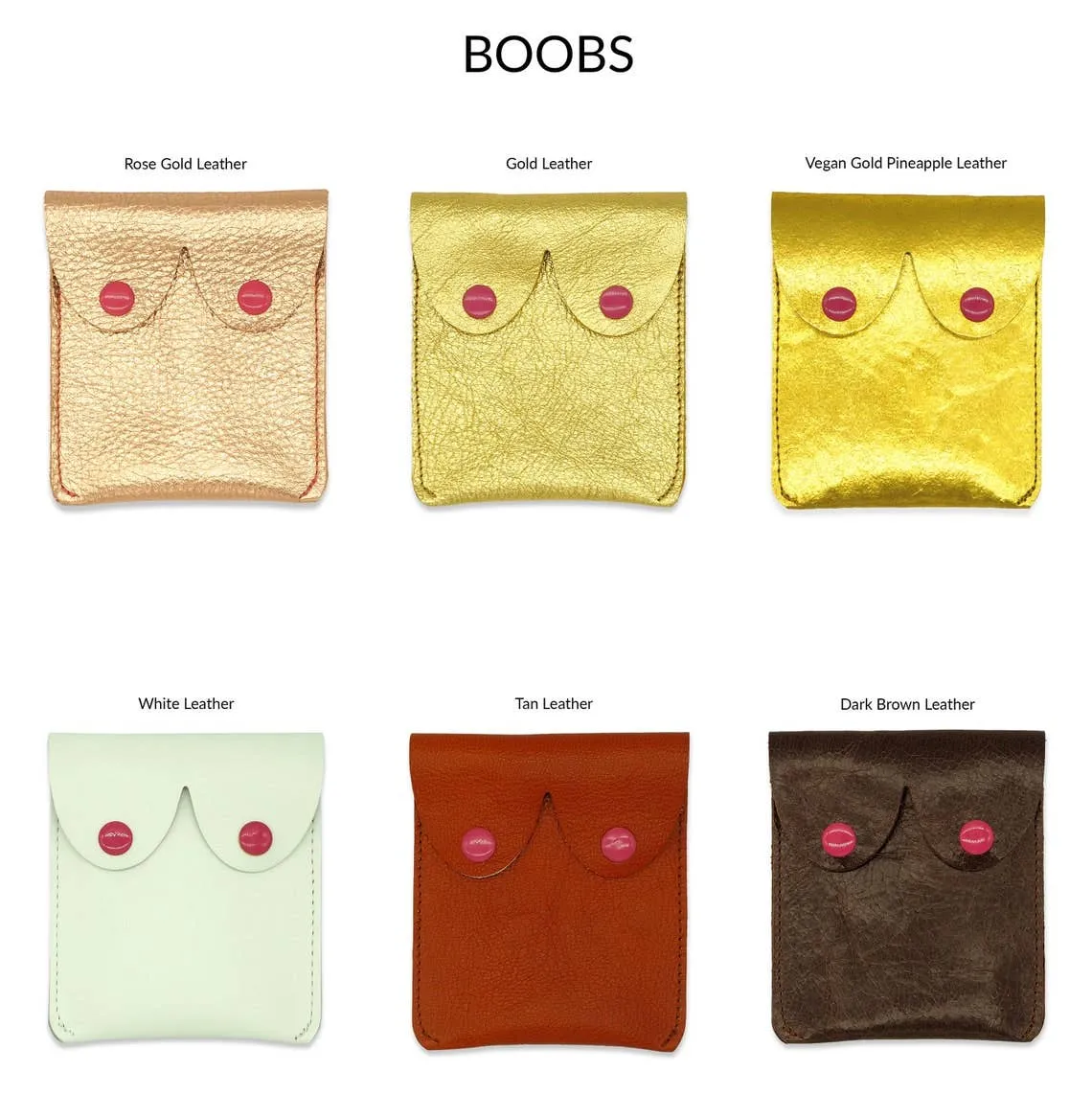 Dark Brown Leather Boobs Pouches: Fun Feminist Coin Purses: Dark Brown