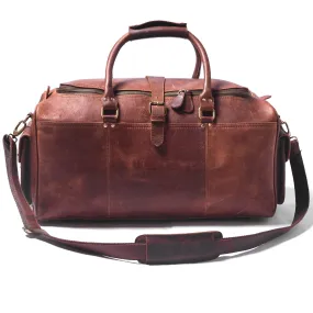 Dazzlo Full Grain Leather Duffle Bag - Brown - 22"