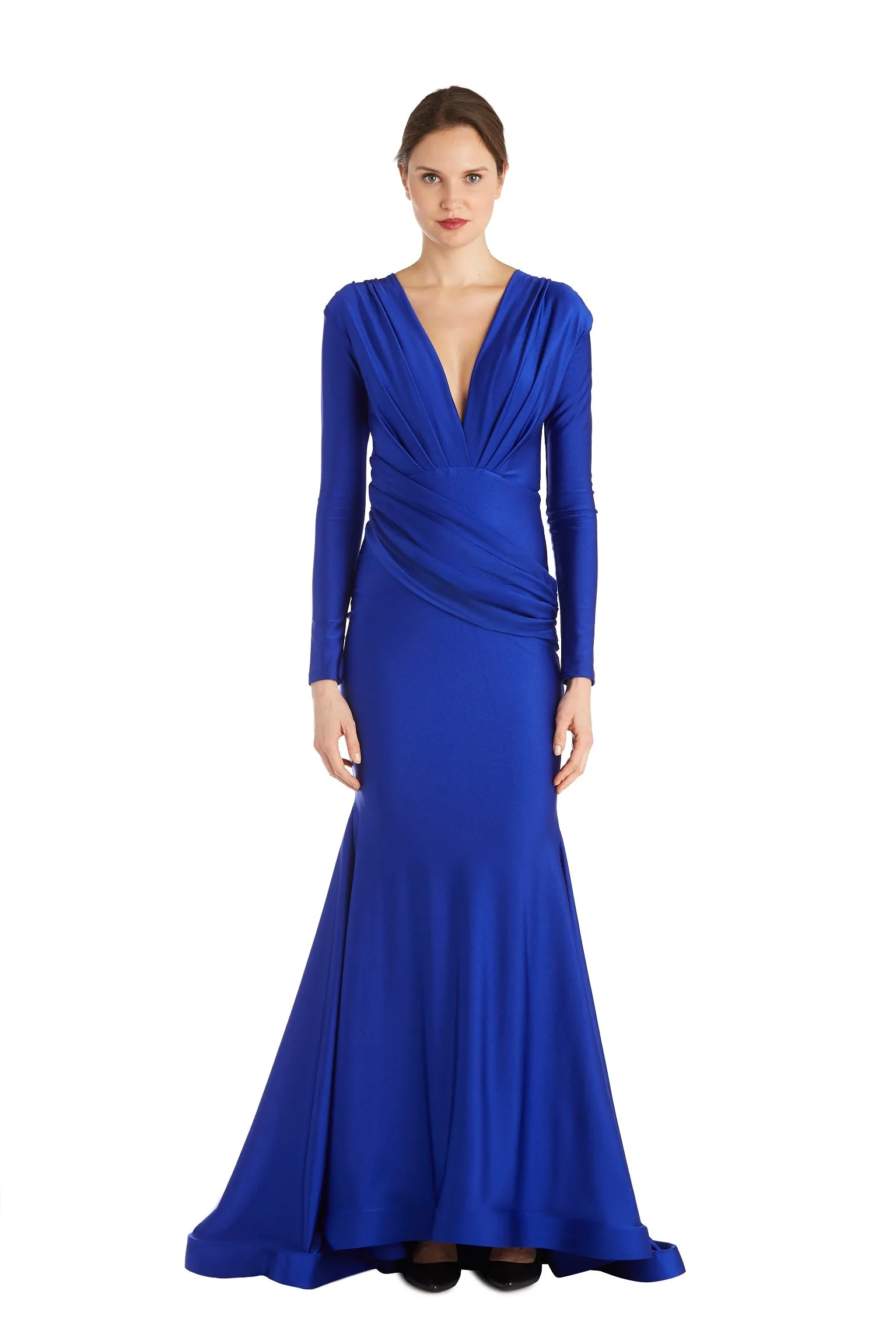 Deep V Long Sleeve Gown