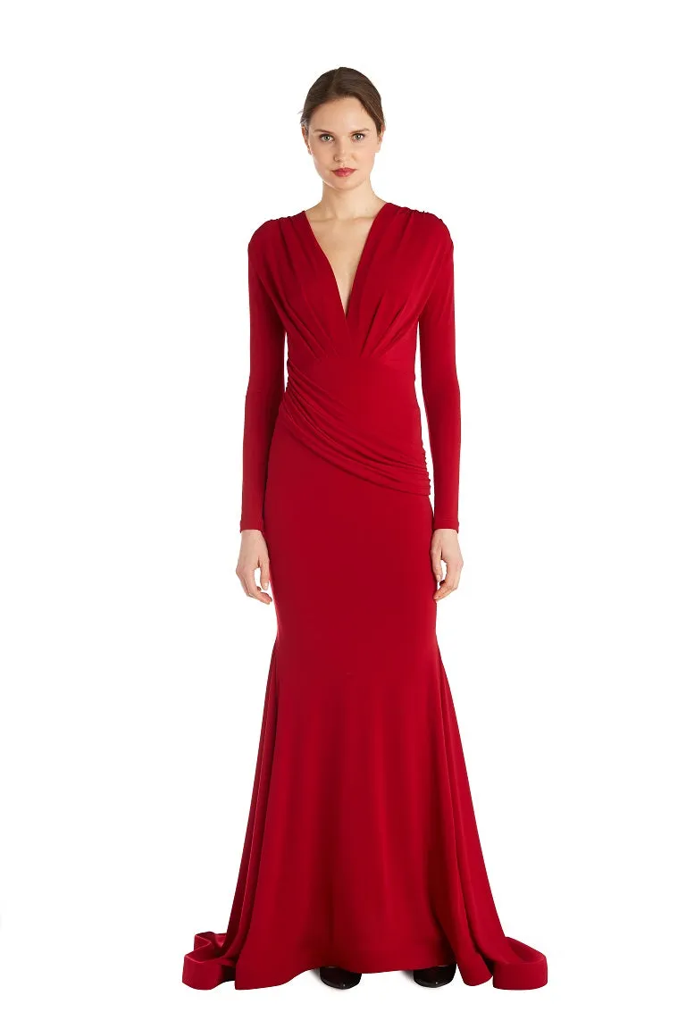 Deep V Long Sleeve Gown