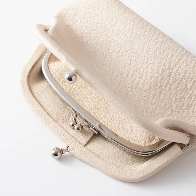 Deer Leather Clasp Coin Purse - Ivory Color - , Change Purse, Japanese Gamaguchi Coin Purse