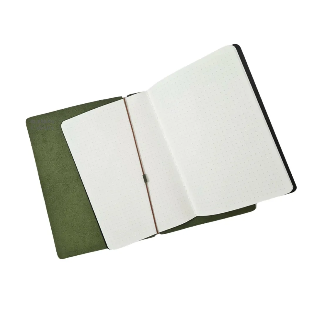 Endless Explorer Refillable Leather Journal - With Regalia Paper Notebook - Green