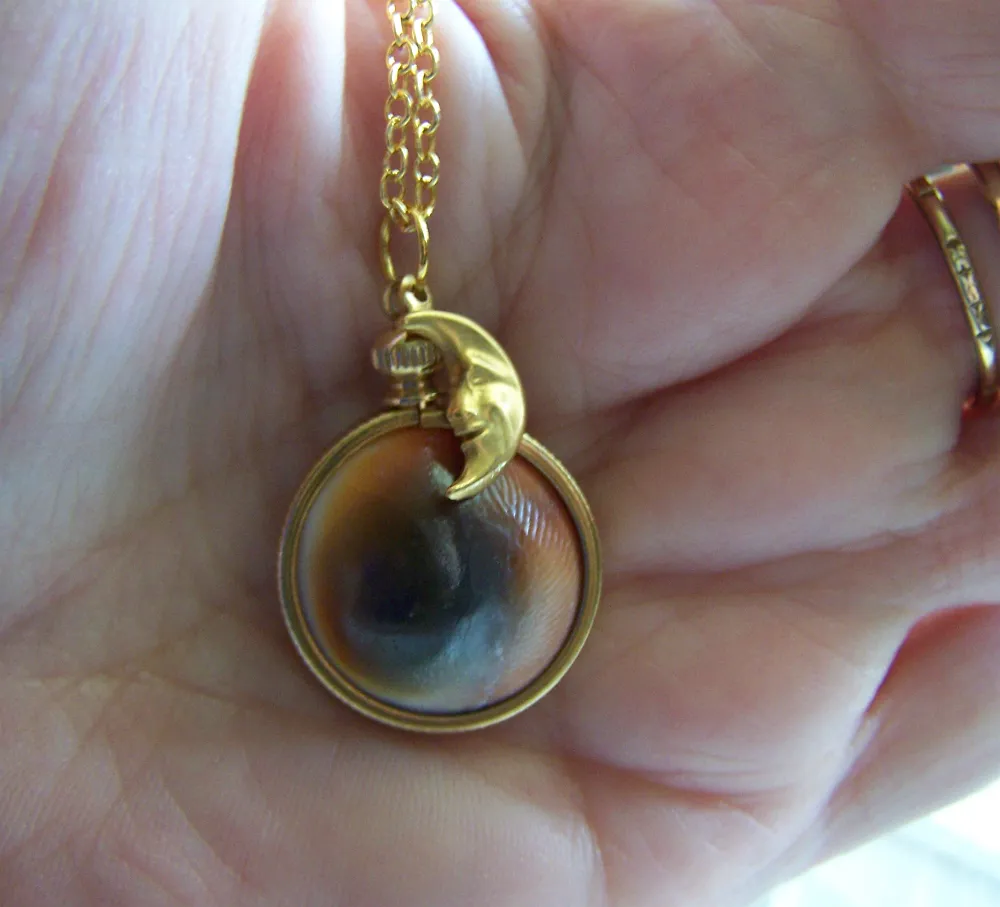 Evil Eye Natural Operculum Seashell Pendant Necklace