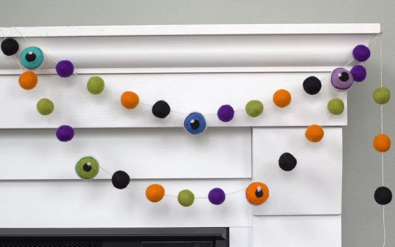 Eyeball Halloween Garland- Purple, Green, Orange & Black