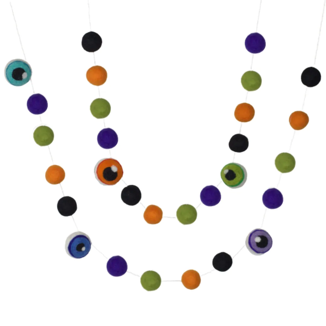 Eyeball Halloween Garland- Purple, Green, Orange & Black