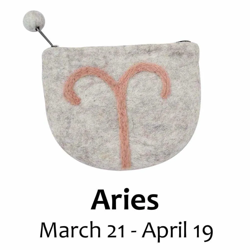 Felt Aries Zodiac Coin Purse - Global Groove