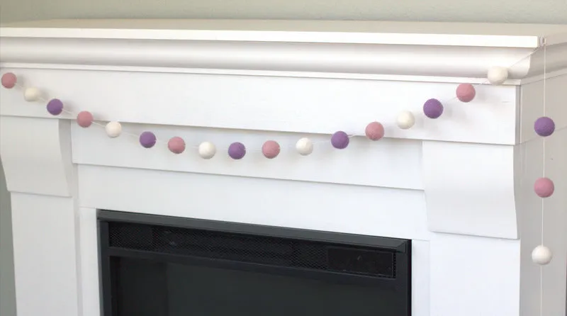 Felt Ball Garland- Baby Pink, Lavender & White