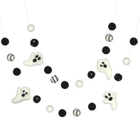 Felt Ghost Halloween Garland- Black & White, Dots & Swirls