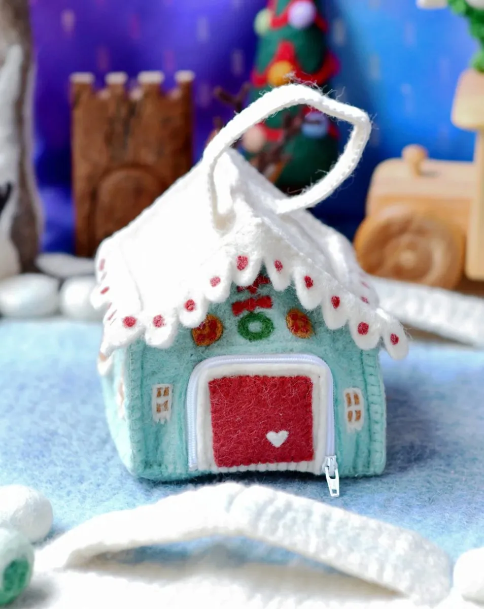 Felt Gingerbread House Bag (Blue)| Tara Treasures