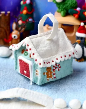 Felt Gingerbread House Bag (Blue)| Tara Treasures