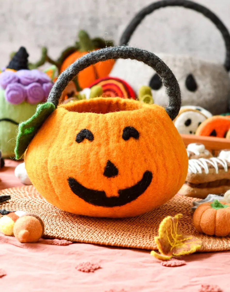 Felt Jack O' Lantern Pumpkin Bag - Tara Treasures