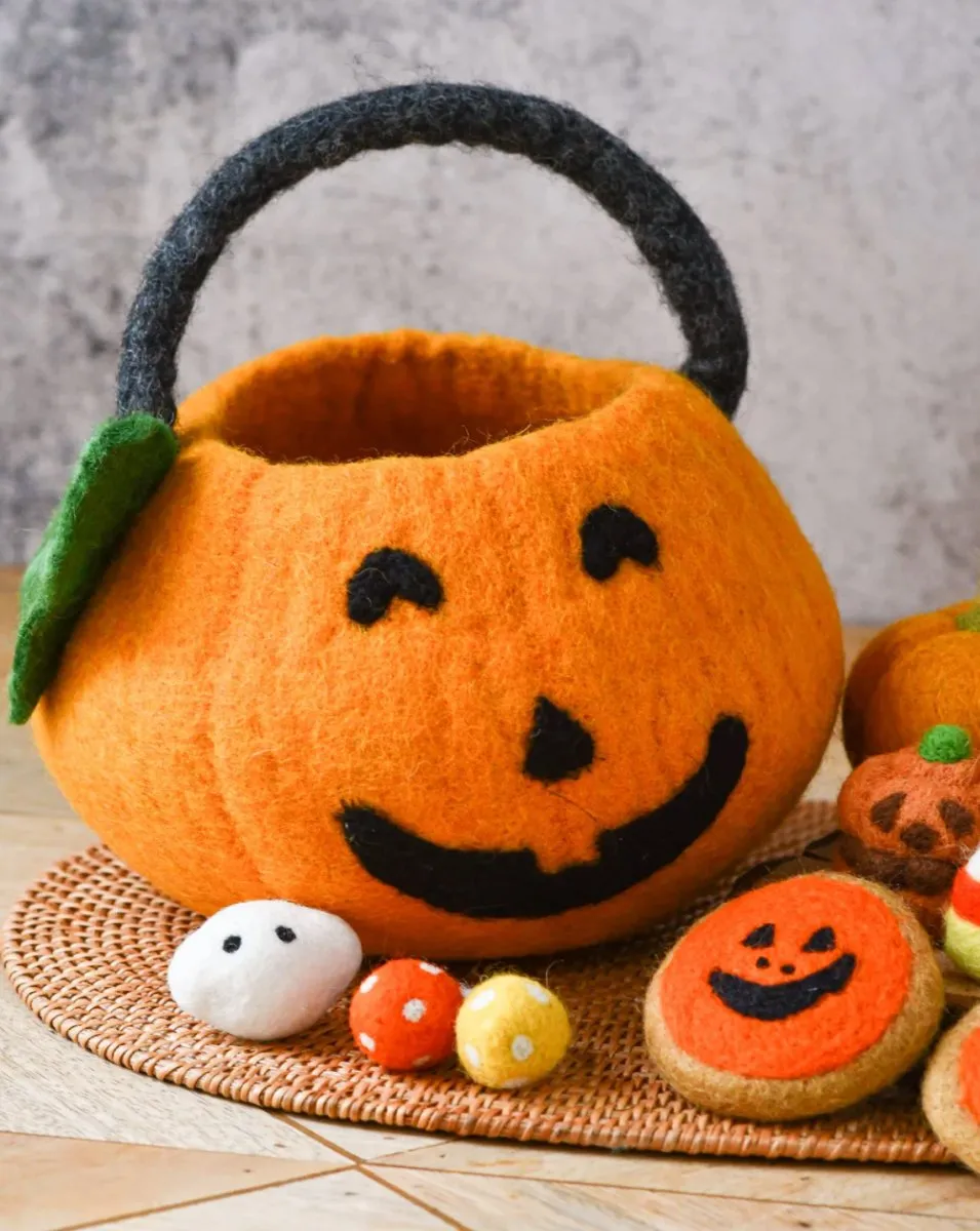 Felt Jack O' Lantern Pumpkin Bag - Tara Treasures