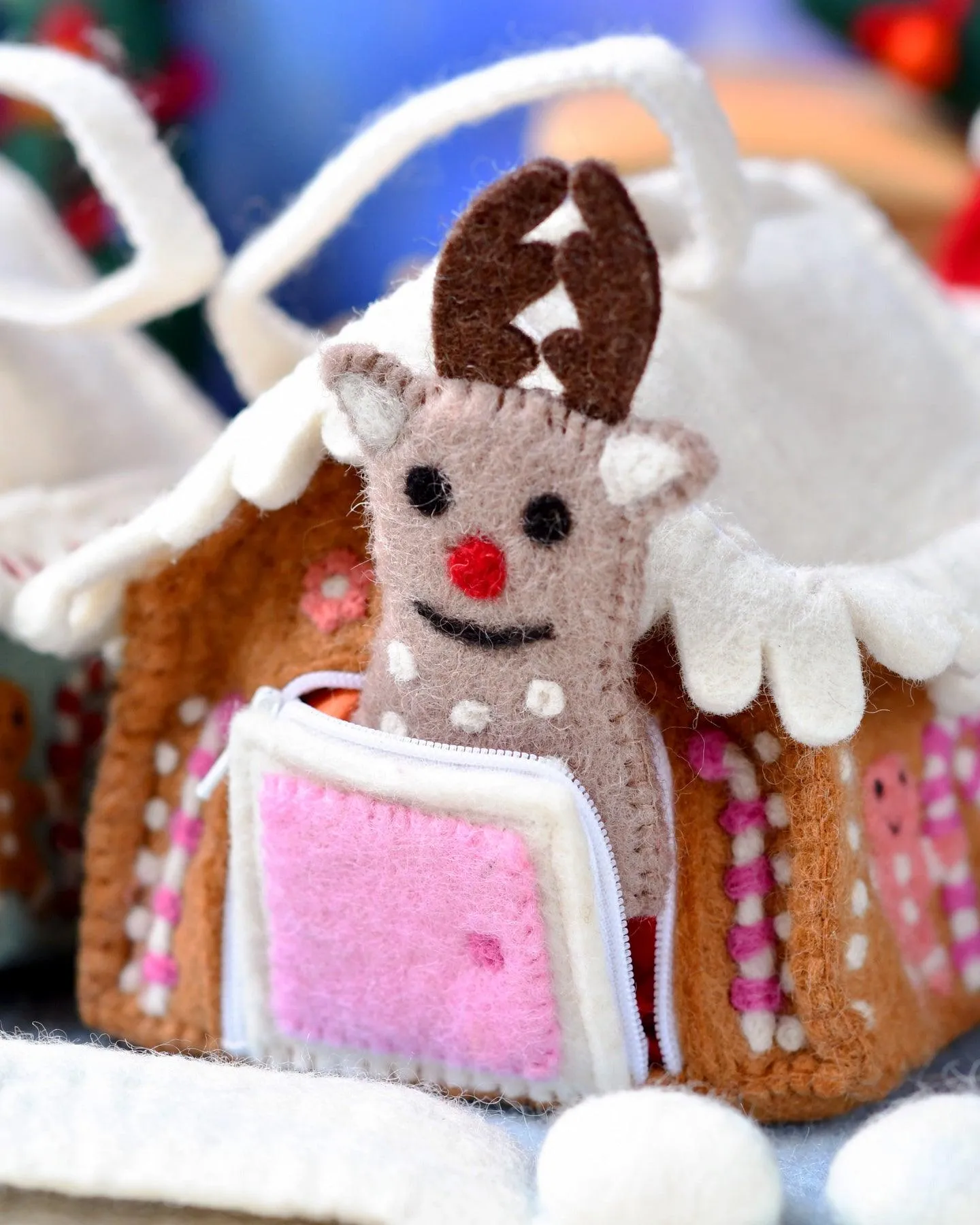 Felt Pink Gingerbread House Bag