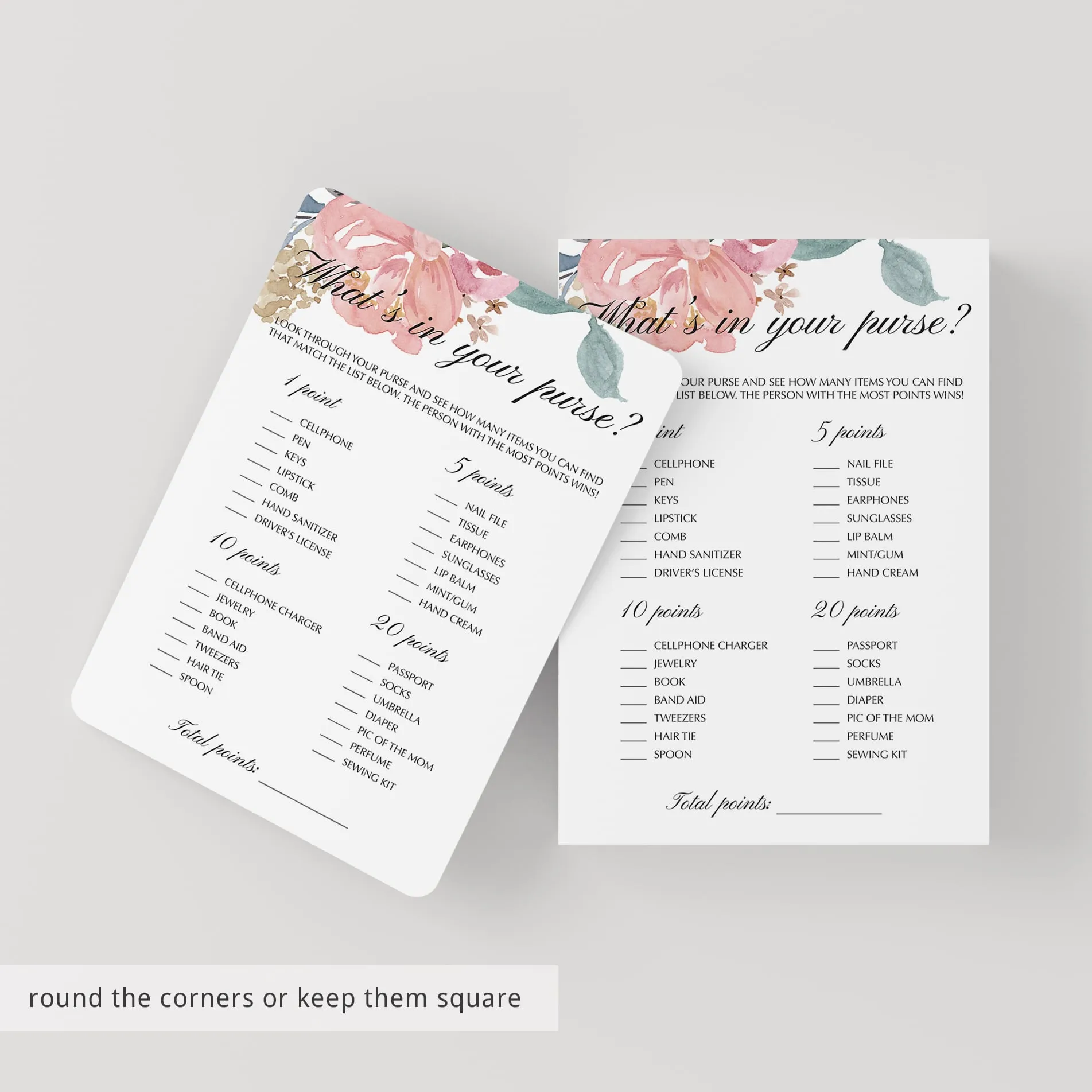 Fun Baby Shower Games Whats In Your Purse Printable