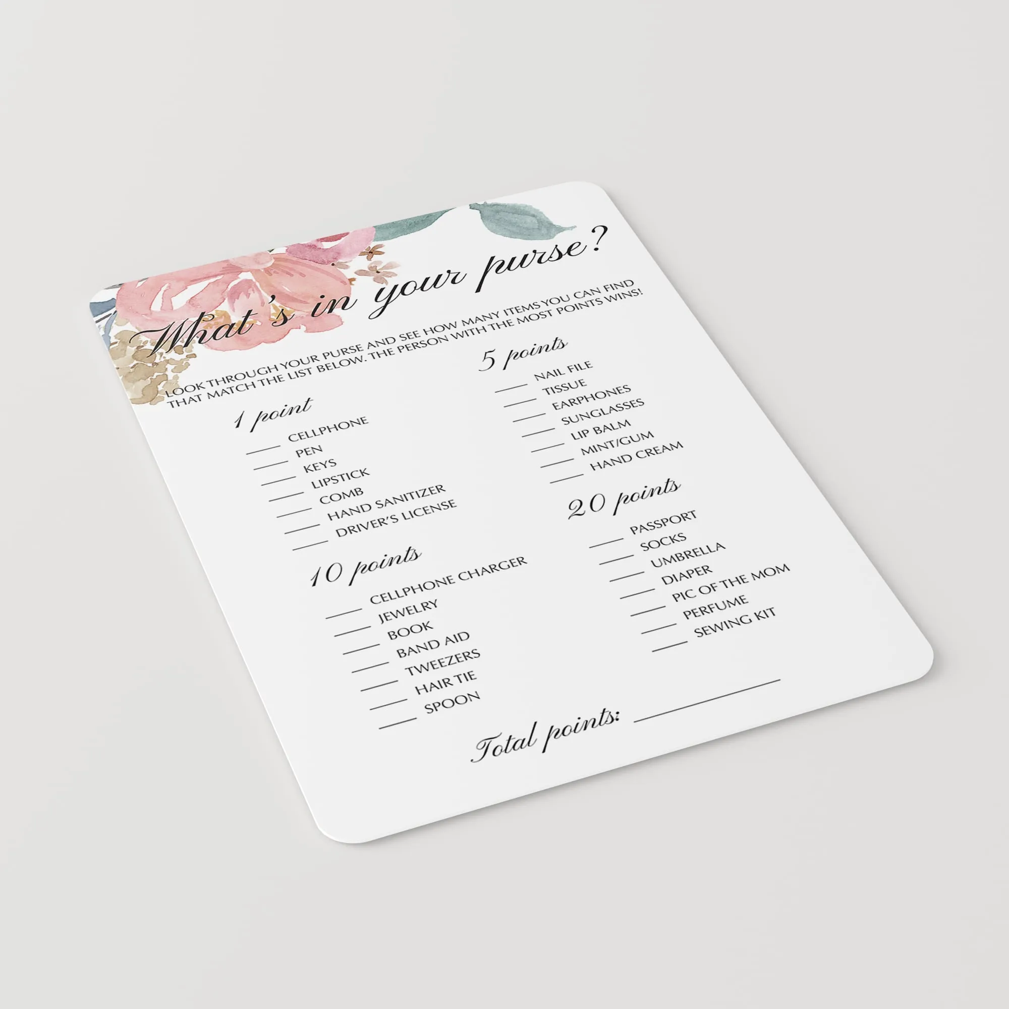 Fun Baby Shower Games Whats In Your Purse Printable