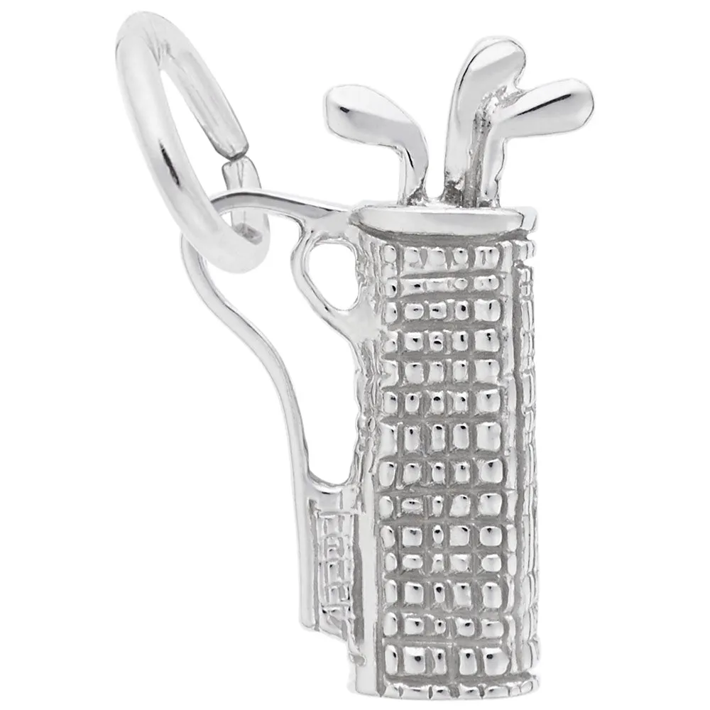 Golf Bag Charm In 14K White Gold