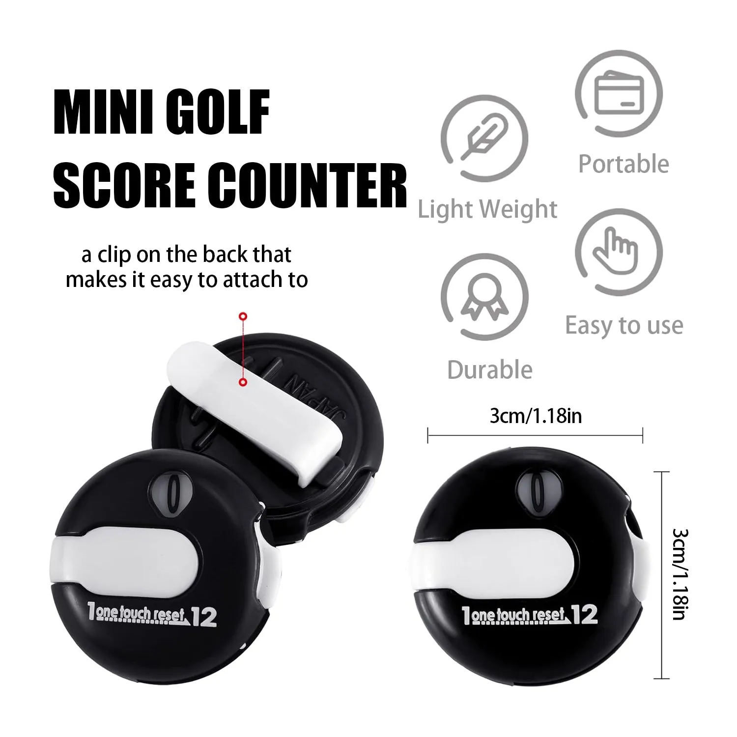 Golf Mini Score Counter & Golf Club Range Chart Card Kit