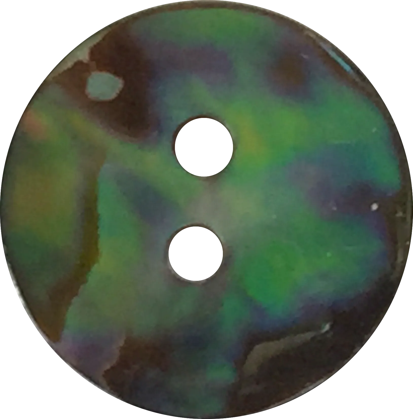 Greens & Blues 5/8" Vivid Abalone 2-Hole Button 15mm #0034