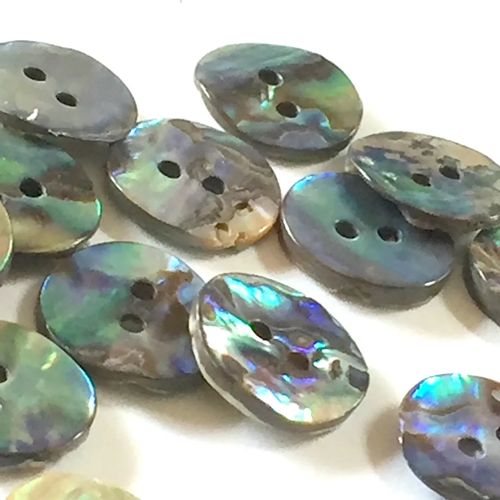 Greens & Blues 5/8" Vivid Abalone 2-Hole Button 15mm #0034