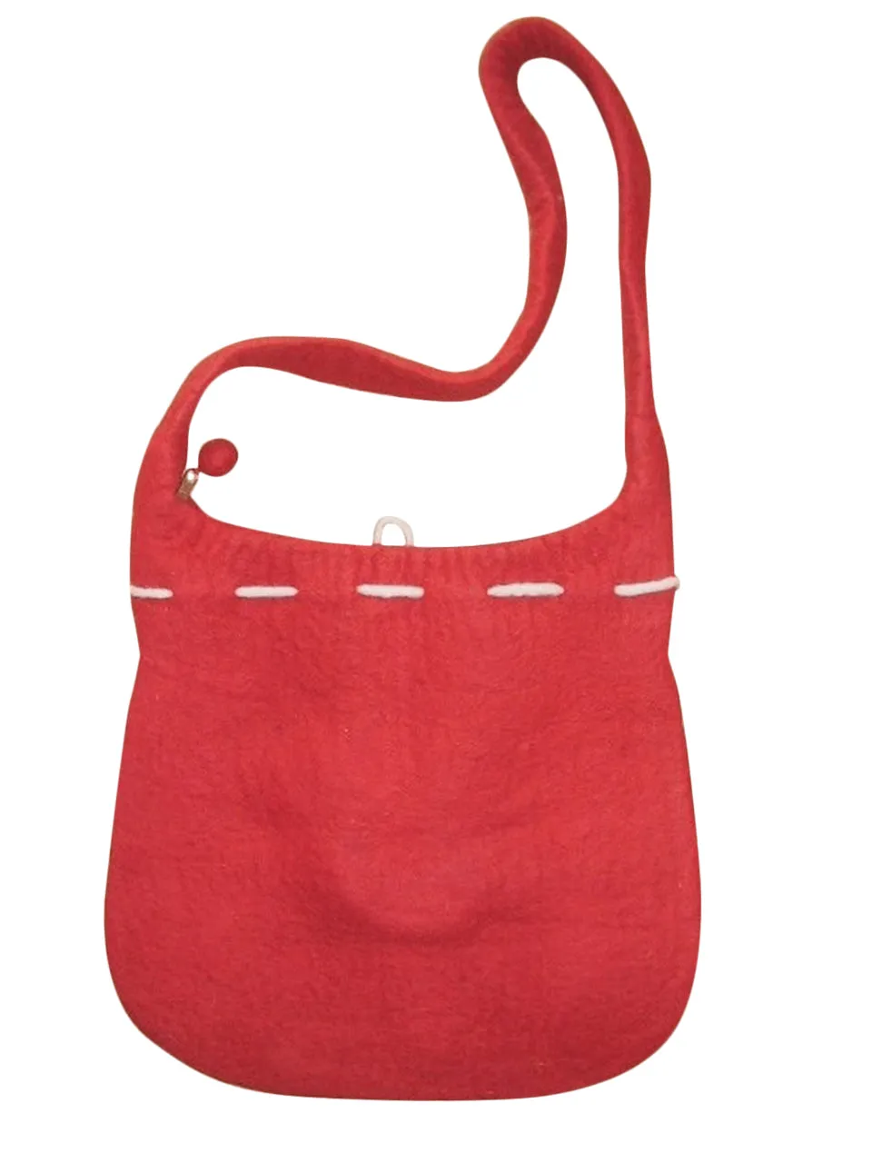 Handcrafted Felt Shoulder Bag 13" x 13" Zipper Enclosure Red