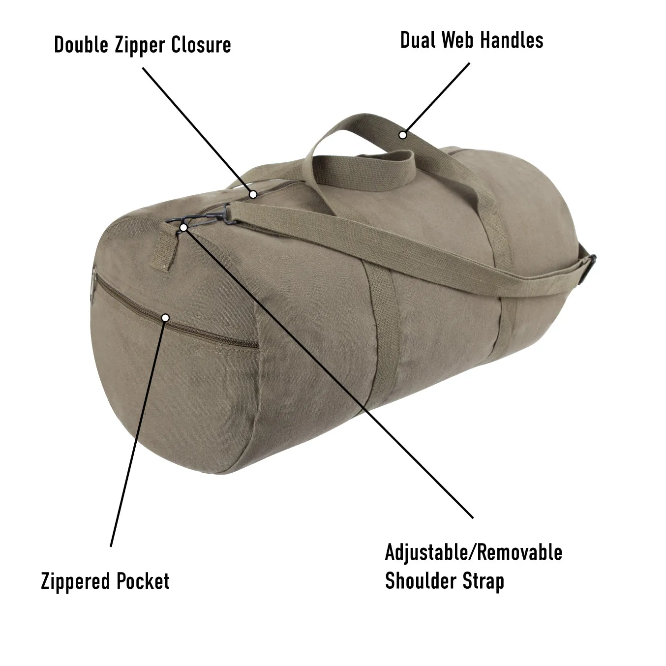 Heavy Canvas Military Style Duffle Bags - 19"