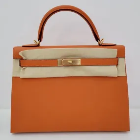 Hermès Kelly 32 Feu Sellier Epsom Gold Hardware GHW