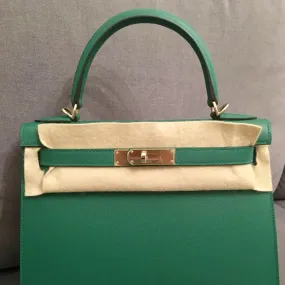 Hermès Kelly HSS 28 Vert Vertigo/Bleu Paon Sellier Epsom Rose Gold Hardware RGHW