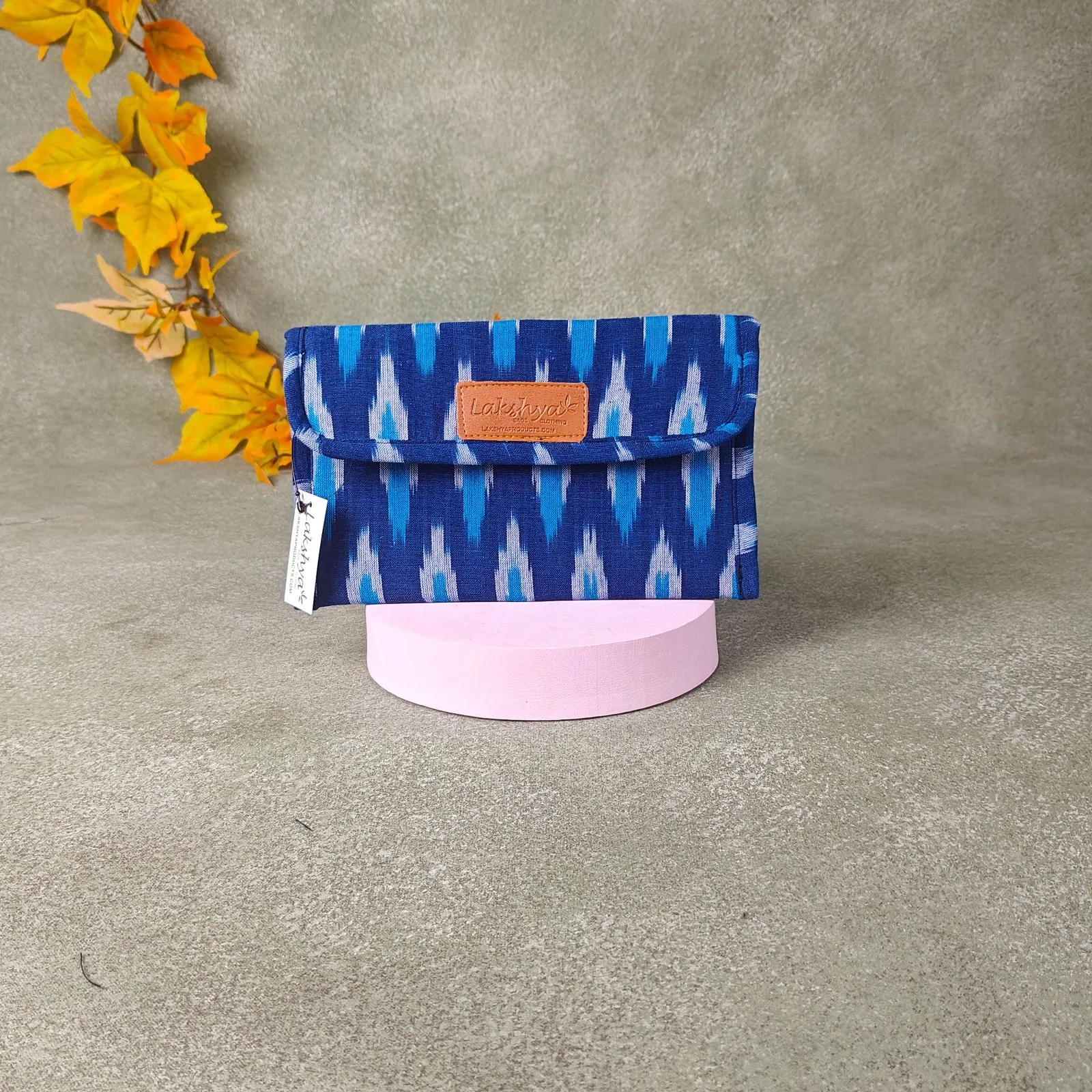 Ikat Clutch Blue Colour with Blue White Ditsy Prints