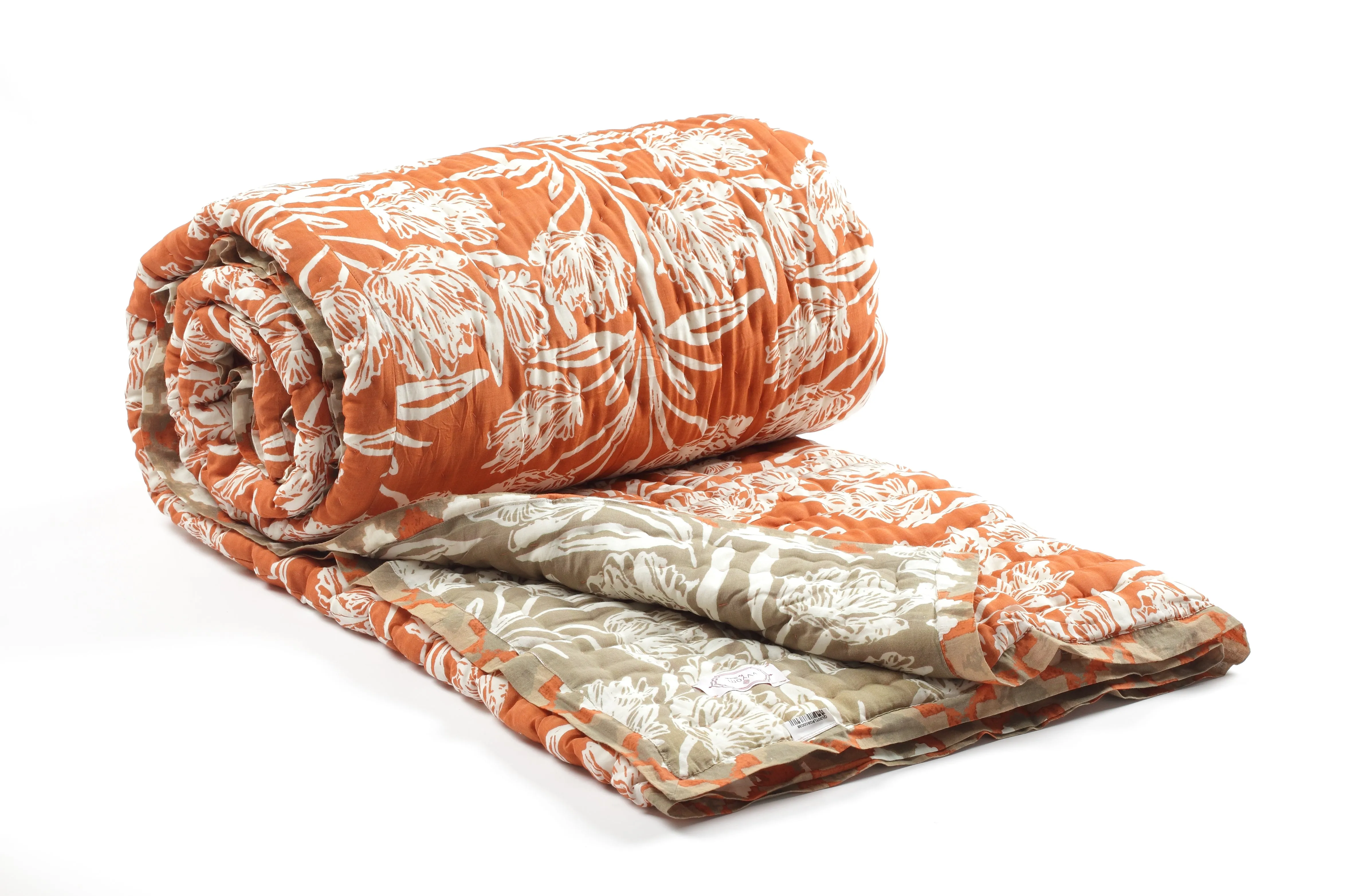 KALP PUSHP SAFFRON GENDA Silk Cotton Reversible Quilt