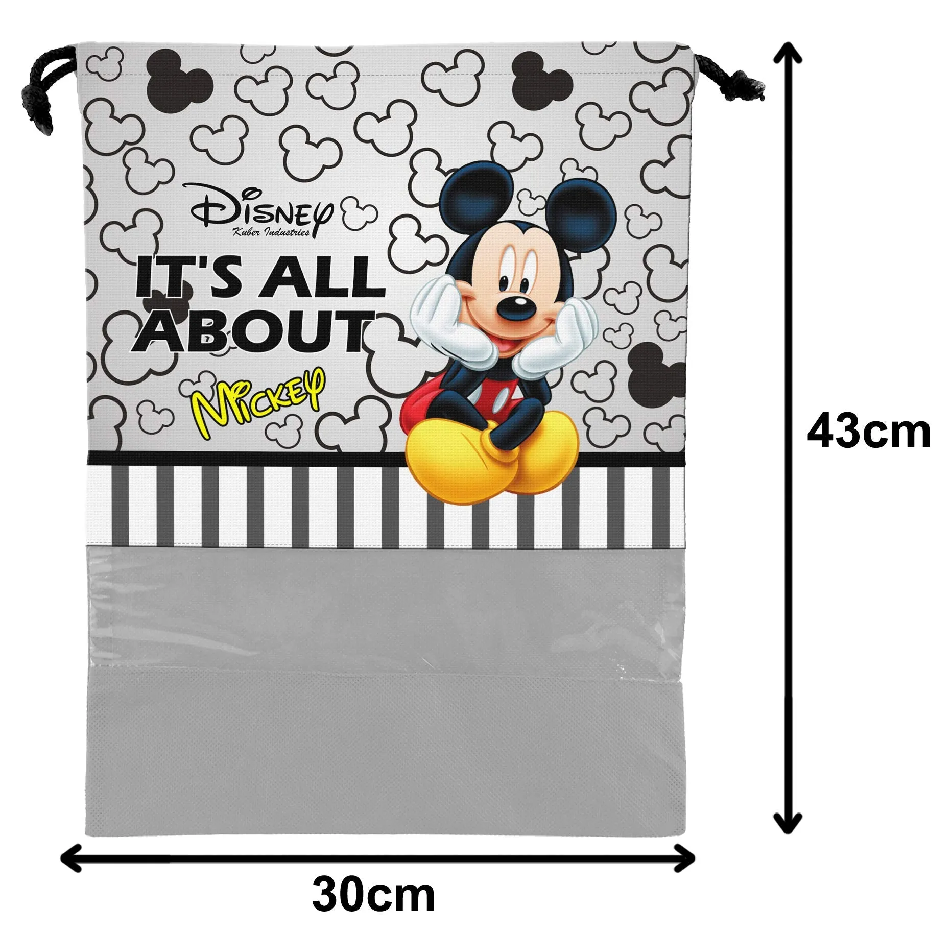 Kuber Industries Disney Mickey Print 18 Piece Non Woven Travel Shoe Cover, String Bag Organizer (Grey) -HS_35_KUBMARTS17993