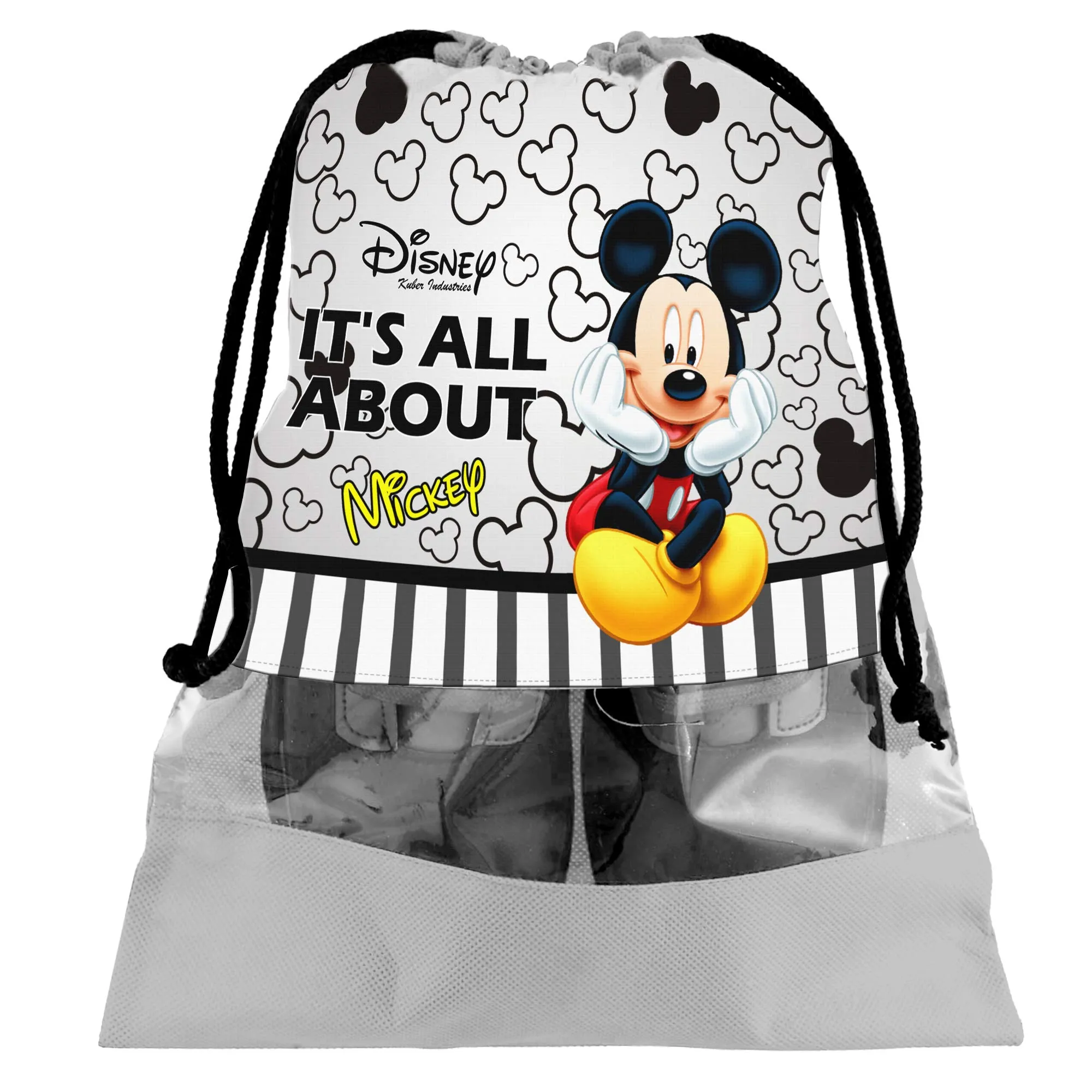 Kuber Industries Disney Mickey Print 18 Piece Non Woven Travel Shoe Cover, String Bag Organizer (Grey) -HS_35_KUBMARTS17993