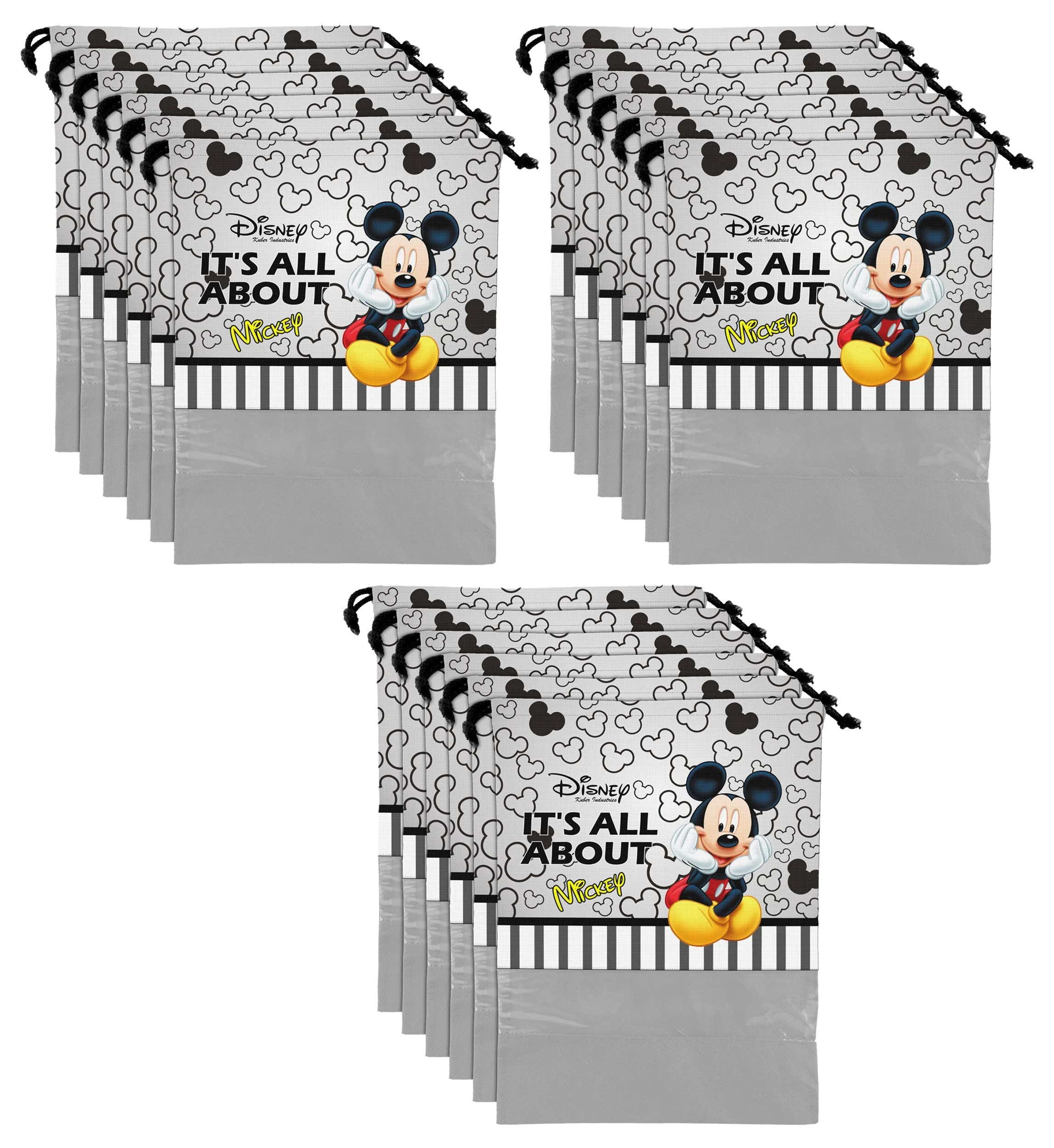 Kuber Industries Disney Mickey Print 18 Piece Non Woven Travel Shoe Cover, String Bag Organizer (Grey) -HS_35_KUBMARTS17993