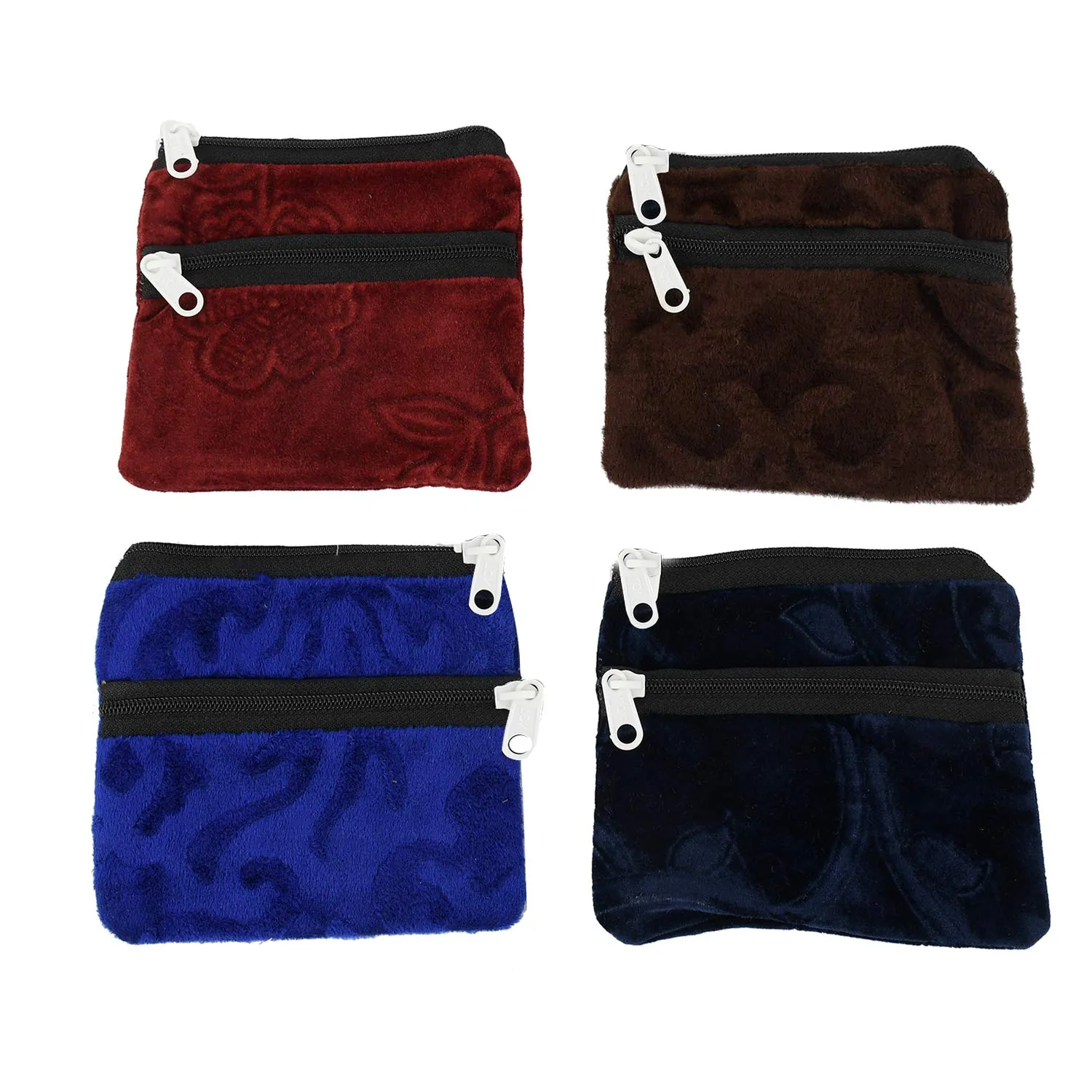 Kuber Industries Velvet 24 Pieces Women Cloth Handy Purse/Coin Pouch/batwa/Wallet with Two Zipper (Multi) -CTKTC39157