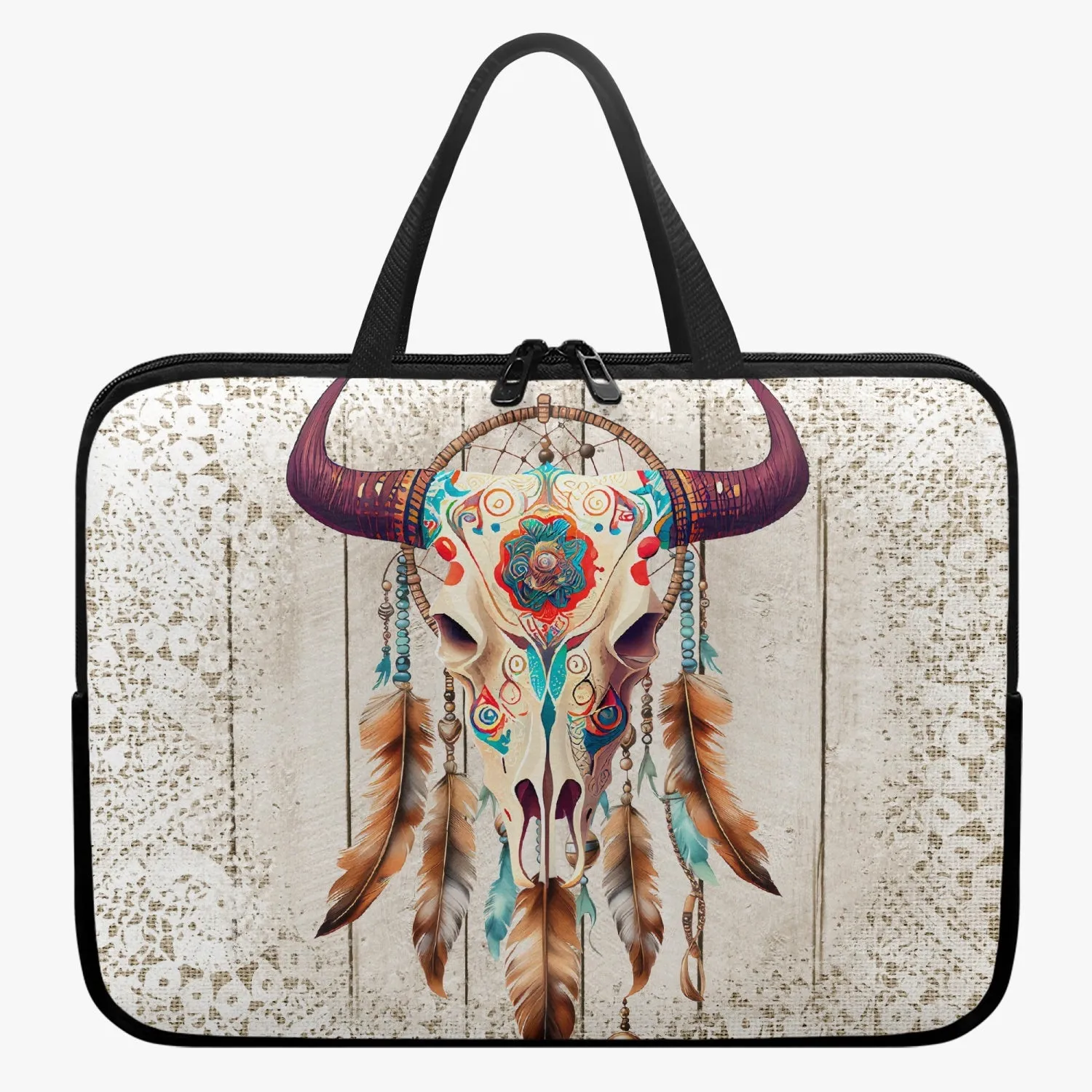 Laptop Sleeve with handles - Boho Western Skull