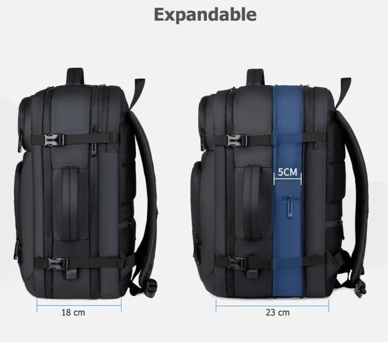 Large Capacity Expandable 17in Laptop Backpack with USB Charging