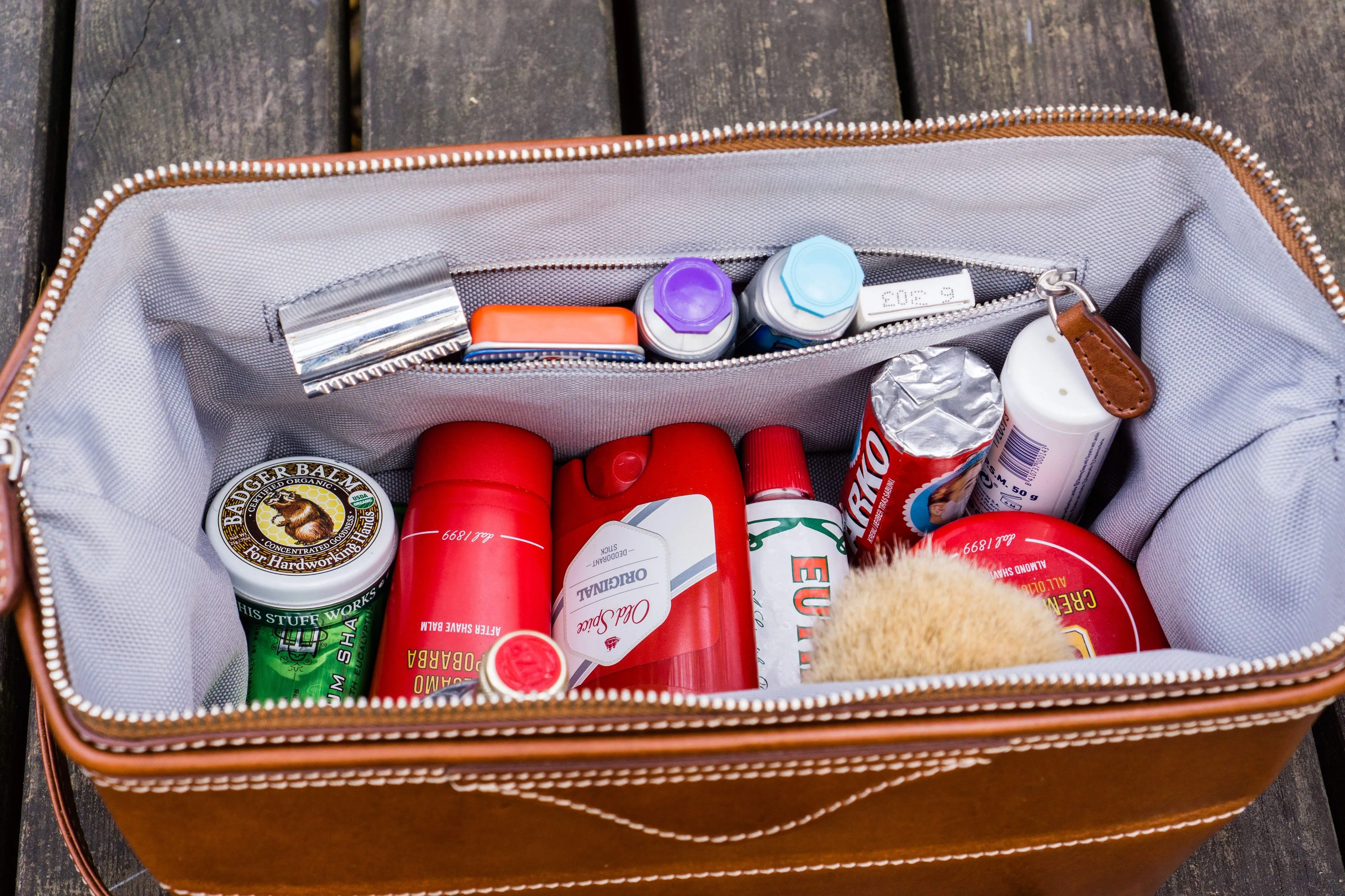 Leather Dopp Kit - Brown