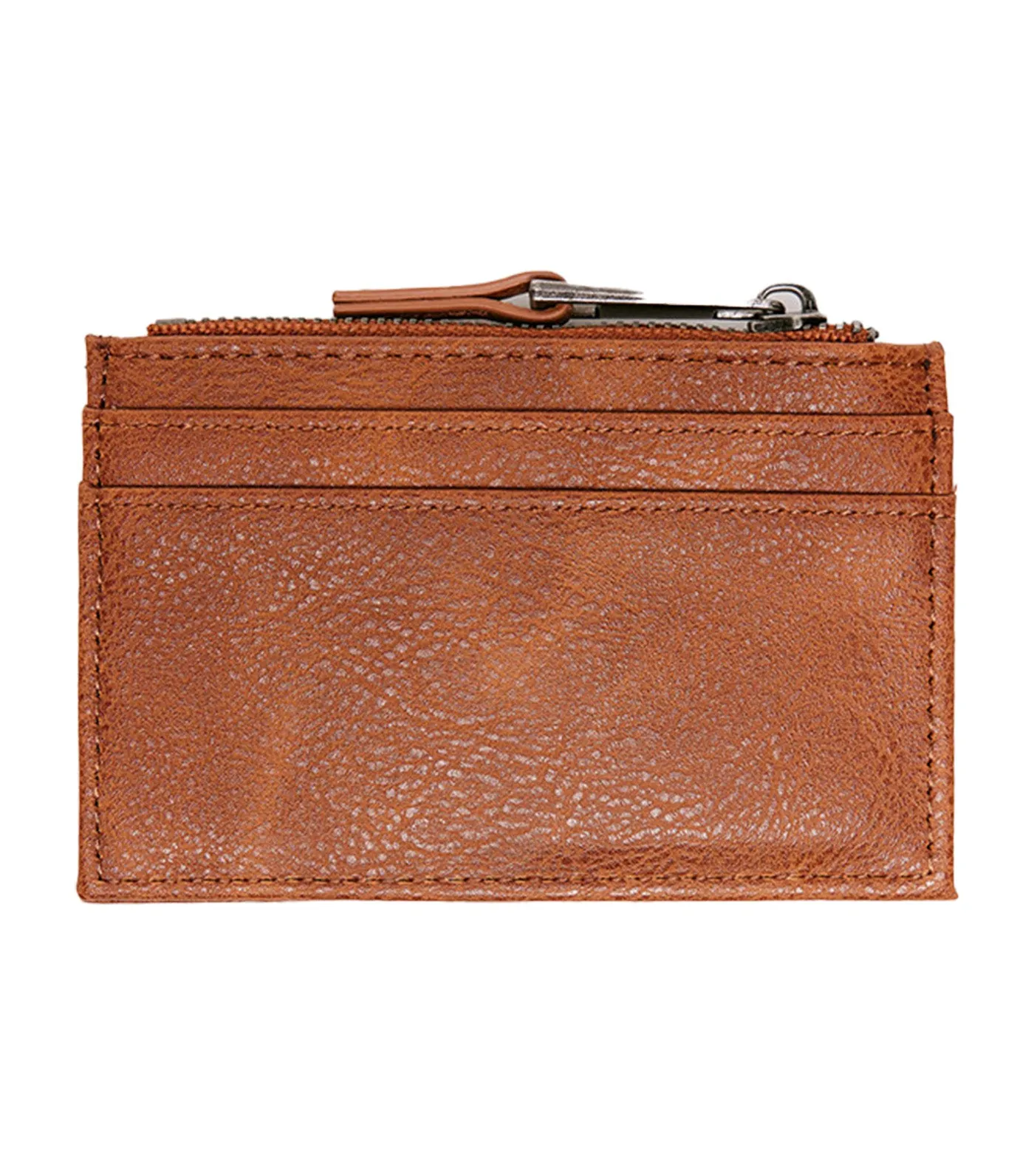 Leather Effect Card Holder Purse Tan