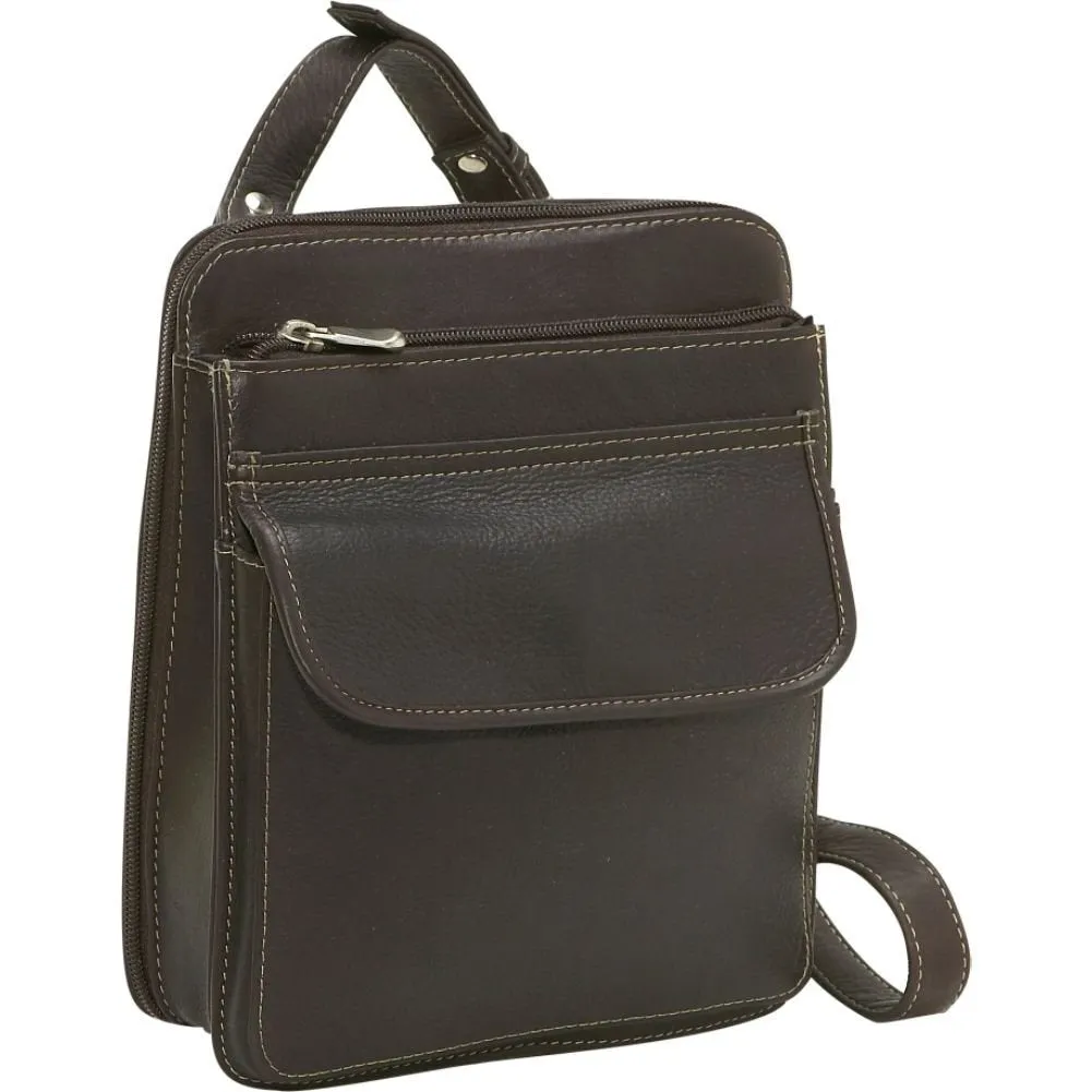 Leather Structured Organizer Shoulder Bag