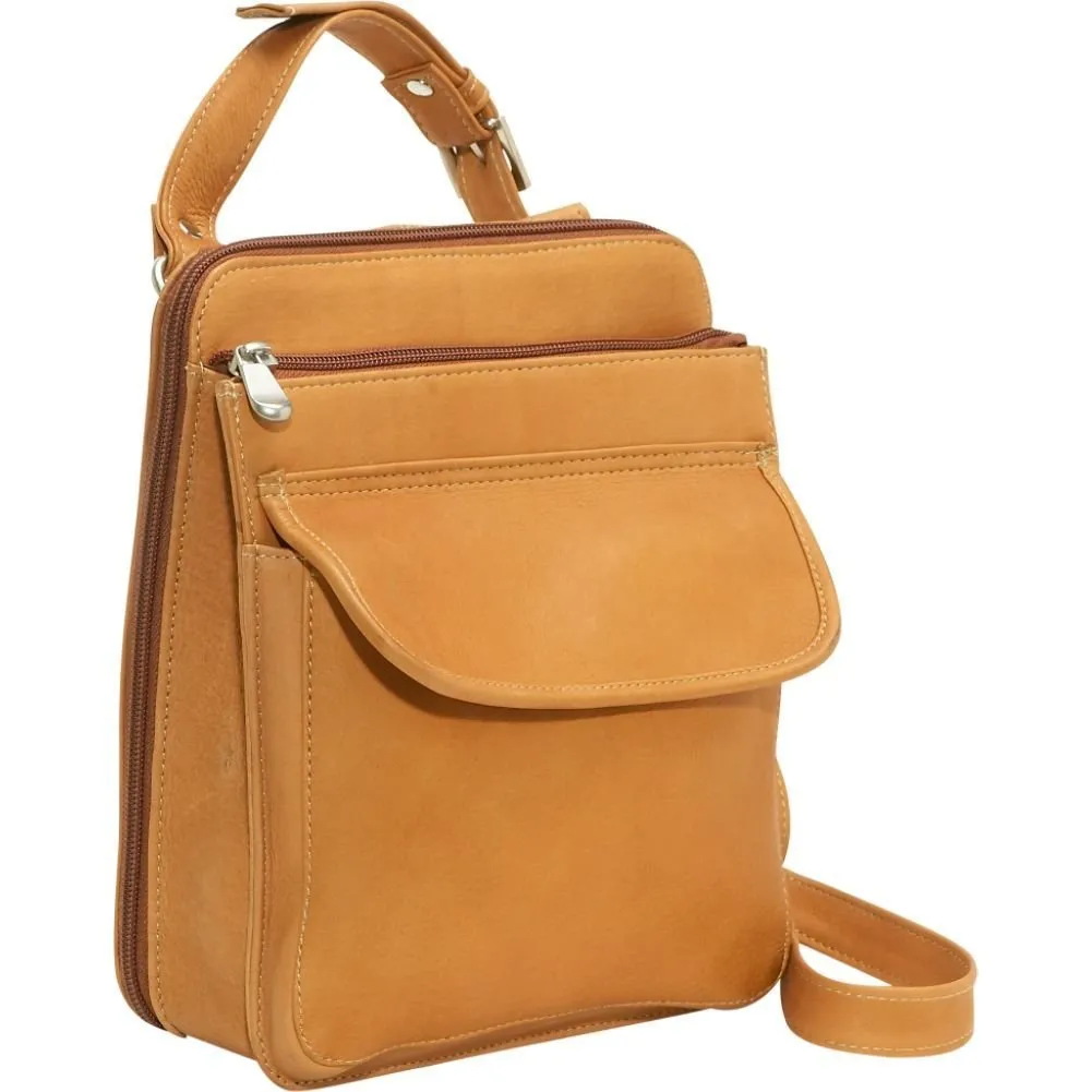 Leather Structured Organizer Shoulder Bag