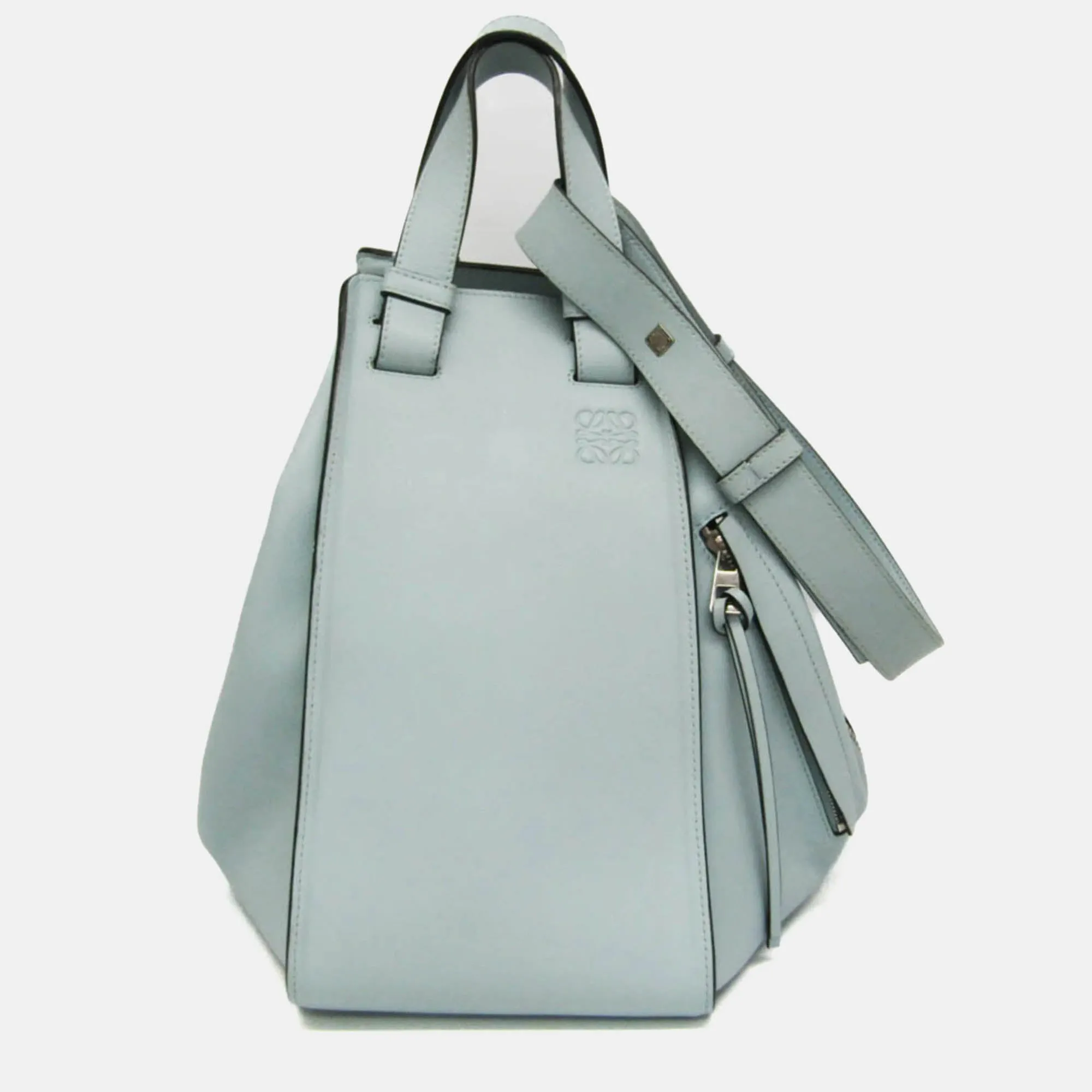 Light Blue Leather Hammock Shoulder Bag