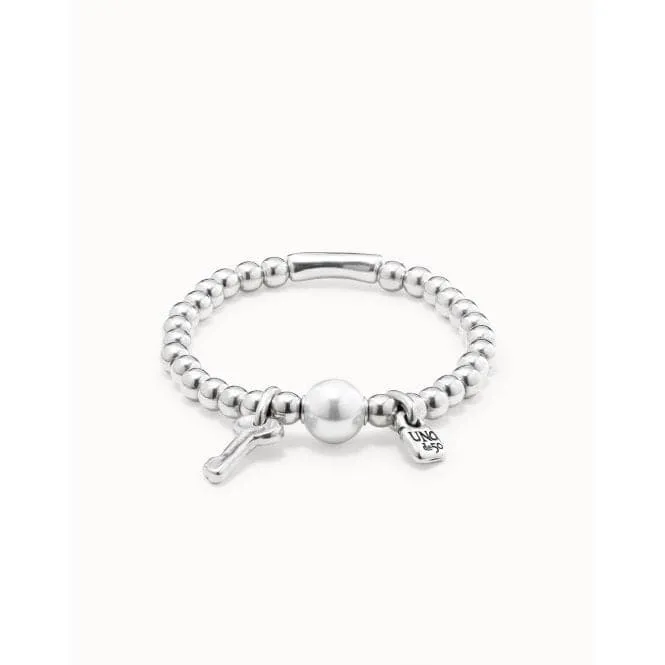 Llavestruz White Metal Pearl Shell Bracelet