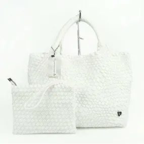 LONDON HAND-WOVEN LARGE TOTE - POLAR WHITE