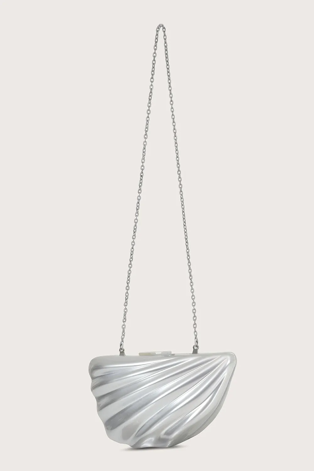 LOTTIE Acrylic Shell Clutch Bag in Silver