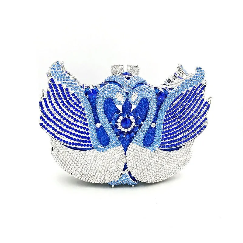 Luxury Diamond Crystal Clutch Bridal Wedding Party Mini Swan Purse