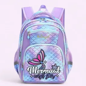 Magical Mermaid & Unicorn Print School Bag - Waterproof & Spacious Backpack for Kids